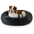Produktbild: lionto Tierkissen Rundes Haustierbett in Donutform, Plüsch, dunkelgrau, mit Anti-Rutsch-Noppen, 100 cm Durchmesser grau 100 cm