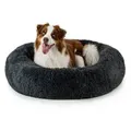Produktbild: lionto Hundebett aus Plüsch in Donut-Form, 100 cm Durchmesser, dunkelgrau