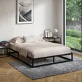 Produktbild: STEELSØN Bragi Metallbett 140x200 cm – Bett aus Metall mit Lattenrost – stabiles Metall Bettgestell Schwarz – Bettrahmen geeignet als Doppelbett – Doppelbettgestell 25 cm hoch – Gästebett mit Stauraum