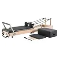 Produktbild: VEVOR faltbarer Pilates Reformer Trainingsgerät aus Gummibaumholz für Heim-Fitnessstudio, Pilates-Bett mit doppeltem Widerstand _ Feder & Kordel,