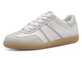 Produktbild: Plateausneaker TAMARIS, Damen, Gr. 36, weiß (weiß kombiniert), Leder, Lederimitat, unifarben mit Farbeinsatz, Schuhe Plateausneaker, Freizeitschuh, Halbschuh, Schnürschuh mit gepolstertem Schaftrand