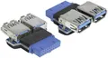Produktbild: Delock USB 3.2 Gen 1 (USB 3.0) Adapter [1x USB 3.2 Gen 1 Buchse intern 19pol. (USB 3.0) - 2x USB 3.2 Gen 1 Buchse A (USB 3.0)]