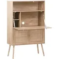 Produktbild: Sweeek - Schreibschrank / Sekretär, 2 Türen Und Regale, Holzeffekt Und Rohrgeflecht