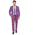 Produktbild: Opposuits Partyanzug The Fresh Prince Kostüm Anzug - Karneval Fasching, Cooler Anzug als modische Hommage an 'Der Prinz von Bel-Air' rot 50