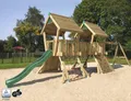 Produktbild: Spielhaus mit Stelzen Q4S Douglasie HY-Land 1200 x 310 cm Holz Grundturm, Rutsche, Schaukel, Kletterwand, Kletternetz, D