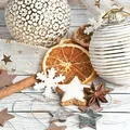 Produktbild: ti-flair 20 Servietten Papier 33x33cm 3-lagig hochwertige Einweg Papierservietten Weihnachtsservietten Winter & Weihnachtszeit Partyservietten Weiß Orange