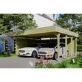 Produktbild: SKAN HOLZ Doppelcarport 'Friesland' 557 x 555 cm KDI imprägniert Set 3 m. Rück- und Seitenwand