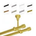 Produktbild: MDEKOR Gardinenstange 320 cm 2-läufig | Vorhangstange für die Deckenmontage Messing Gold aus Metall | Gardinenstangenset Ø 19mm