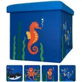 Produktbild: WIESEN.design Spielzeugbox MEER 33L (1 Stück) -belastbar bis 150 kg- Spielzeugkiste mit Deckel, Kindersitzbank mit Stauraum, Spielzeug Aufbewahrung, Kinderbank, Spielzeugtruhe mit Deckel
