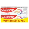 Produktbild: Colgate Zahnpasta Total Original 2x75ml – Zahnreinigung für einen gesunden Mund und 12 Stunden proaktiven Zahnschutz* – reinigt Zähne, Zahnfleisch, Wangen und Zunge