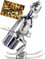 Produktbild: BRUBAKER Weinflaschenhalter Skifahrer mit Mütze und Schal, (Flaschenhalter, Weinhalter Skispringen, 1-St., inklusive Grußkarte), Metall Skulptur, Wein Geschenk Ski, Wintersport