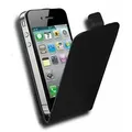 Produktbild: Cadorabo Hülle für Apple iPhone 4 / iPhone 4S Hülle in KAVIAR SCHWARZ - Handyhülle im Flip Design aus glattem Textilleder - Case Cover Schutzhüll