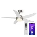 Produktbild: Deckenventilator Holz mit Beleuchtung Fernbedienung App 6 Geschwindigkeit Weiß