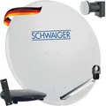Produktbild: SCHWAIGER SAT-Anlage Satelliten-Set Satellitenschüssel Twin-LNB HD-Receiver Fernbedienung digital SAT-Schüssel aus Stahl Hellgrau 80cm 2-Teilnehmer