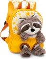 Produktbild: NICI Kinderrucksack gelb 2 in 1 mit Kuscheltier Waschbär 25cm - Kindergartenrucksack Mädchen & Jungen - Weicher Rückenbereich & verstellbare Gurte - 49846