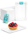 Produktbild: Commerline 250 Stück Pappteller 30 Rechteckig 10x16 cm | Einweggeschirr Kuchenteller Partygeschirr Partyteller | Einwegteller Papierteller Einmalgeschirr Imbissteller (250, Pappteller 30 (10x16 cm))