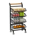 Produktbild: Heikoeco® Servierwagen mit Rollen,Gemüseregal für Küche, Abnehmbar Küchenwagen,Rollwagen mit 4 Etagen für Badezimmer,Küche,Büro,Supermarkt