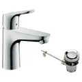 Produktbild: Hansgrohe Focus EH-WT-Mischer 100 m. Zugstangen-Ablaufgarnitur - Silber