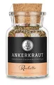 Produktbild: Ankerkraut Raclette, Gewürzmischung verschiedenem Pfeffer, Meersalz, Rosa Beeren, Rohrzucker, Zwiebel, Knoblauch, Muskatnuss und Chilischrot, 95 g im Korkenglas