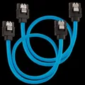 Produktbild: CORSAIR Premium Sleeved - SATA-Kabel - Serial ATA 150/300/600 - SATA (M) straight, latched bis SATA (M) straight, latched - 30cm - Blau (Packung mit 2) (CC-8900251)