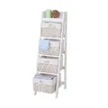 Produktbild: MCW Leiterregal Franca, Regal Standregal mit 4 Korbschubladen 101x30cm, Shabby-Look, Vintage, weiß