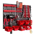 Produktbild: Lagersystem Wandregal 58x39 cm, Werkzeughalterungen,  6 stck. Stapelboxen Schütt