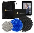 Produktbild: BOZEERA Massageball Igelball 3x Set Rücken, Beine, Füß - 1x Hart und 2x Medium, Stachelball Massage Rücken, Beine, Füß, Inkl. GRATIS Video, Booklet & Tasche – Massagebälle Set