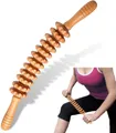 Produktbild: Holz Massageroller mit Griff - Faszienstab Cellulite Massagegerät