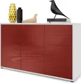 Produktbild: Vladon Sideboard Ben V3, Kommode mit 3 Türen und 2 Schubladen, Weiß matt/Bordeaux Hochglanz (117 x 74 x 36 cm)