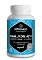 Produktbild: Hyaluronsäure hochdosiert 200 mg + Coenzym Q10 100 mg pro vegane Kapsel, 2 Monatskur, hohe Bioverfügbarkeit, niedermolekular: 500-700 kDa, Nahrungsergänzung ohne unnötige Zusätze