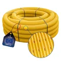 Produktbild: tecuro Drainagerohr flexibel 5 m - DN50 gewellt PVC-U, geschlitzt gelb, für Tiefbau, Garten und Landschaftsbau, PVC-U DIN 1187 güteüberwacht