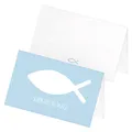 Produktbild: itenga 24 x Tischkarten Platzkarten Namensschild Fisch Kommunion Taufe Konfirmation Jungen Mädchen (himmelblau)