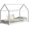 Produktbild: Kinderbett 80x160cm Haus aus Holz Bettenhaus für Kinder Hausbett Kinderzimmer Bett Kiefernholz Weiß [en.casa] - Weiß