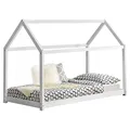 Produktbild: [en.casa] Kinderbett Netstal 80x160cm Haus aus Holz Bettenhaus für Kinder Hausbett Kinderzimmer Bett Kiefernholz Weiß