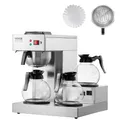 Produktbild: VEVOR 12 Tassen gewerbliche Filterkaffeemaschine, Kaffeemaschine mit 3 Glaskaraffen & 3 Warmhalteplatten, Kaffeemaschine aus Edelstahl mit automatischer Wasserzufuhr, für Restaurants, Büros, Cafés