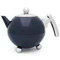 Produktbild: Doppelwandige Teekanne 1.2 L Edelstahl blau Edelstahlkanne Isolier-Kugel-Kanne