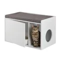 Produktbild: Relaxdays Katzenschrank mit Sitzauflage, 2in1 Katzenkommode & Sitzbank, HBT: 45,5 x 75 x 43 cm, für Katzenklo, weiß/grau