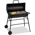 Produktbild: Holzkohlegrill, xxl Grillwagen mit Deckel, verstellbare Belüftung, stabil, hbt: 96,5 x 103 x 64,5 cm, schwarz - Relaxdays