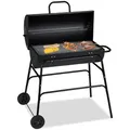 Produktbild: Relaxdays Holzkohlegrill, XXL Grillwagen mit Deckel, verstellbare Belüftung, stabil, HBT: 96,5 x 103 x 64,5 cm, schwarz