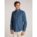 Produktbild: Tommy Hilfiger Businesshemd FLEX POPLIN SOLID Regular Fit SHIRT mit Button-down und Rückenfalte unifarben, klassisch, regular fit, Baumwolle, Kragen blau L