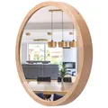 Produktbild: STOLARNIA PIKA Wandspiegel mit Holzrahmen (∅37 cm) - Spiegel Rund Holz Eiche - Kleine Runder Bad Spiegel für Badezimmer, Flur, Wohnzimmer, Schlafzimmer - Stilvoller 40 cm Badspiegel LEJA