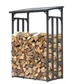Produktbild: QUICK STAR Metall Kaminholzregal Anthrazit 130 x 70 x 185 cm Garten Kaminholzunterstand 1,6 m³ / gut 2,5 SRM Kaminholzlager Stapelhilfe Aussen