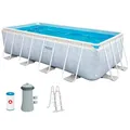 Produktbild: Intex 26780NP – Aufstellpool Prism Frame Chevron Rechteckig, Filterpumpe 2006 L/h, Leiter, 6836 L, Stahl und PVC, Mehrfarbig, 400x200x100 cm