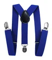 Produktbild: axy Kinder/Jungen Hosenträger-Y Form breit 2,5 cm mit 3 Starken Clips, kombinierbar mit Fliege - Uni Farben HTK25-1 (für Kinder (6 Monaten - 6 Jahre alt), Blau)