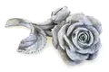Produktbild: TEMPELWELT DEKOTEMPEL Grab Deko Figur Rose Rosenblüten, 14 cm, Polystein Stein Optik Grau, Grabdeko Dekorose Blume Dekoblume für Trauerstätte Gartendeko Garten