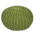 Produktbild: Amago home Strickhocker Pouf Ø45 o. 55cm Bodenkissen Sitzpouf XXL Baumwolle nachhaltig Größe ø 45 cm, Farbe grün