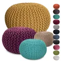 Produktbild: Strickhocker Pouf Ø45 o. 55cm Bodenkissen Sitzpouf XXL Baumwolle recycelt
