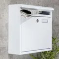 Produktbild: Haushalt International Briefkasten Briefkasten aus Metall, weiß Maße: ca. 36 x 12 x 32 cm (1-St)