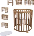 Produktbild: Mobiles Babybett OWAL aus Holz 7in1 mit Matratze, mitwachsend,Ohne Stoffset,Holz vintage