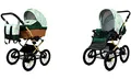 Produktbild: BabyLux® Kinderwagen Set CLASSIC - 2 in 1 - GREEN DAISY GOLD FRAME incl. Babywanne, Buggy Sportsitz, Kinderwagenset, Kombikinderwagen mit Wickeltasche, Regenschutz usw.